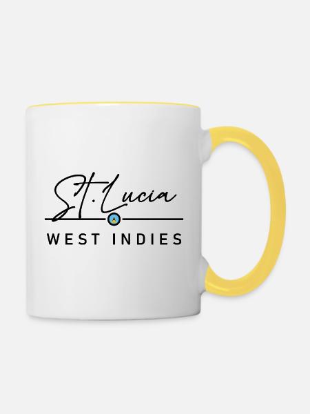 St. Lucia - West Indies - Karibik - Tasse zweifarbig - Weiß/Gelb