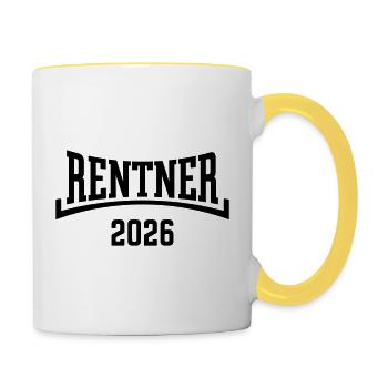 Rentner 2026 (Rente / Ruhestand / Konkav / Black) - Tasse zweifarbig - Weiß/Gelb - Rechts