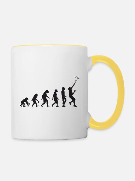 Tennisentwicklung - Tasse zweifarbig - Weiß/Gelb
