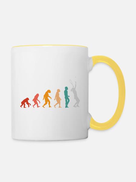 Tennisentwicklung - Tasse zweifarbig - Weiß/Gelb