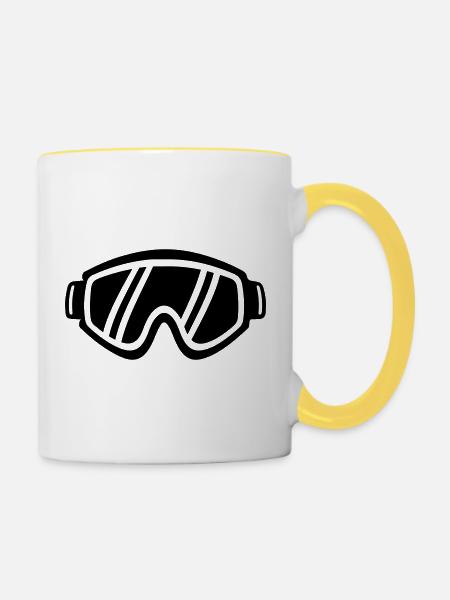Skibrille - Tasse zweifarbig - Weiß/Gelb
