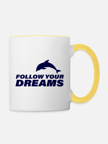 FOLLOW YOUR DREAMS - Tasse zweifarbig - Weiß/Gelb