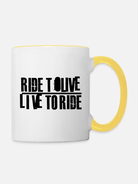 ride to live - Tasse zweifarbig - Weiß/Gelb