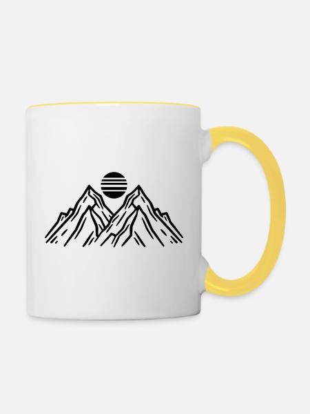 Berge Sonne Natur - Tasse zweifarbig - Weiß/Gelb