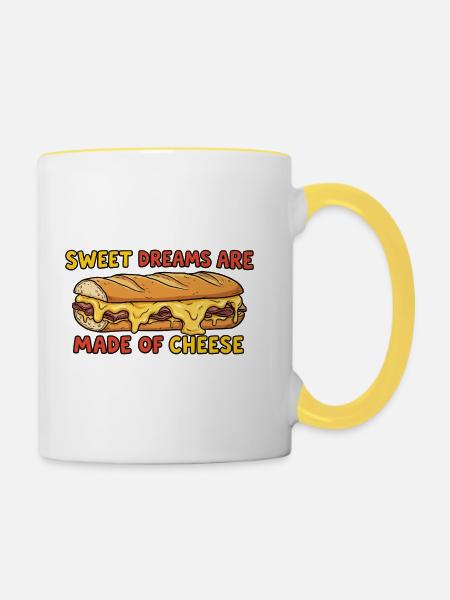 Lustiges Käse Sandwich Spruch Design - Tasse zweifarbig - Weiß/Gelb