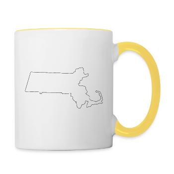 Massachusetts-Gliederungskarte - Tasse zweifarbig - Weiß/Gelb - Rechts