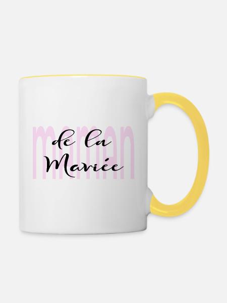 Mutter der Braut - Tasse zweifarbig - Weiß/Gelb