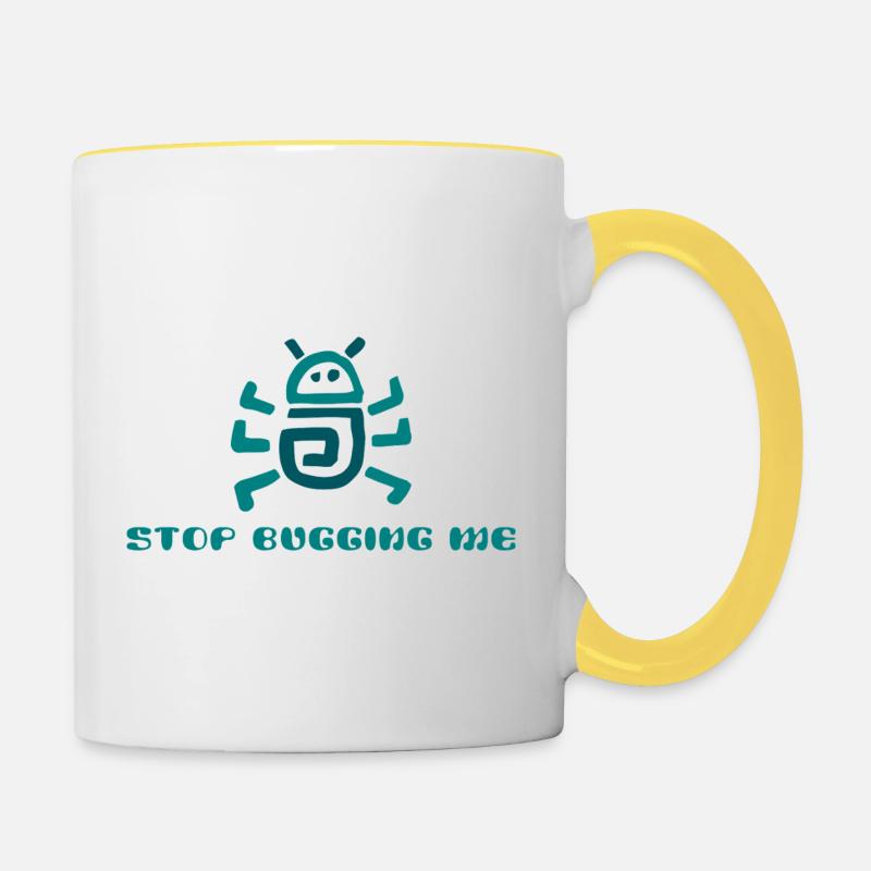 Arrête de m’embêter Cartoon - Mug contrasté - blanc/jaune