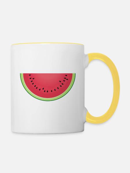 Saftige Wassermelonenscheibe - Tasse zweifarbig - Weiß/Gelb