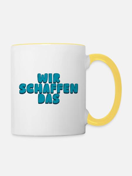 Wir schaffen das - Tasse zweifarbig - Weiß/Gelb