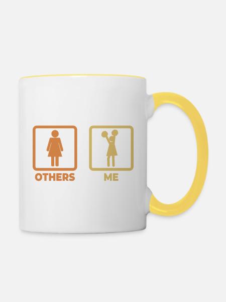 Cheerleading Strichfiguren - Tasse zweifarbig - Weiß/Gelb