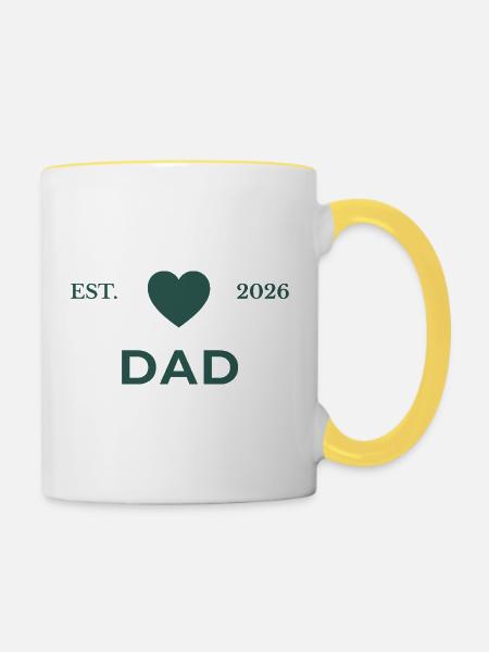 Dad established 2026 - Tasse zweifarbig - Weiß/Gelb