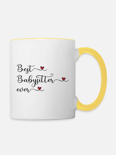 Bester Babysitter - Tasse zweifarbig - Weiß/Gelb
