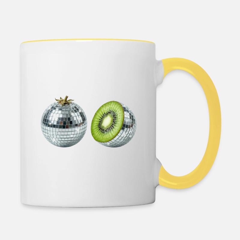 Balle Miroir Disco Kiwi - Mug contrasté - blanc/jaune