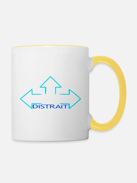 abgelenkt - Tasse zweifarbig - Weiß/Gelb