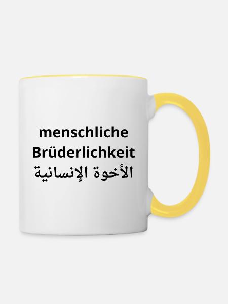 Menschliche Brüderlichkeit - Human Fraternity - Tasse zweifarbig - Weiß/Gelb