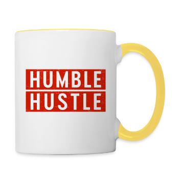 Bescheidener Hustle Unternehmer Geschäftsmann Businesswo - Tasse zweifarbig - Weiß/Gelb - Rechts