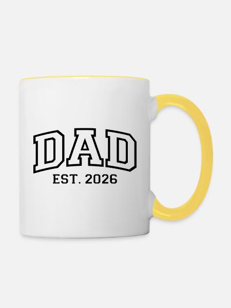 Dad est. 2026 - Tasse zweifarbig - Weiß/Gelb