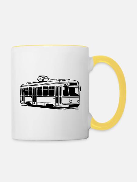 Straßenbahn - Tasse zweifarbig - Weiß/Gelb