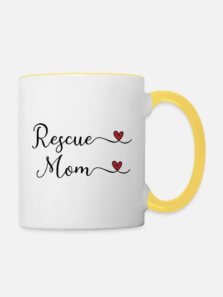 Tierschutz Mama - Tasse zweifarbig - Weiß/Gelb