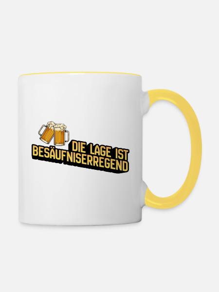 Die Lage ist Besäufniserregend - Tasse zweifarbig - Weiß/Gelb