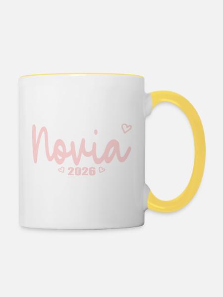 Spanische Brauthochzeit 2026 - Tasse zweifarbig - Weiß/Gelb