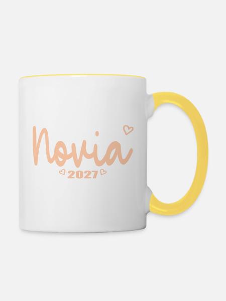 Spanische Braut – Hochzeit 2027 - Tasse zweifarbig - Weiß/Gelb