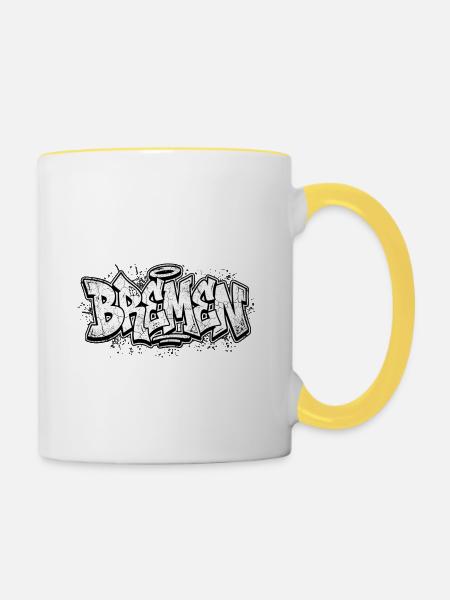 Bremen Graffiti Hip Hop - Tasse zweifarbig - Weiß/Gelb