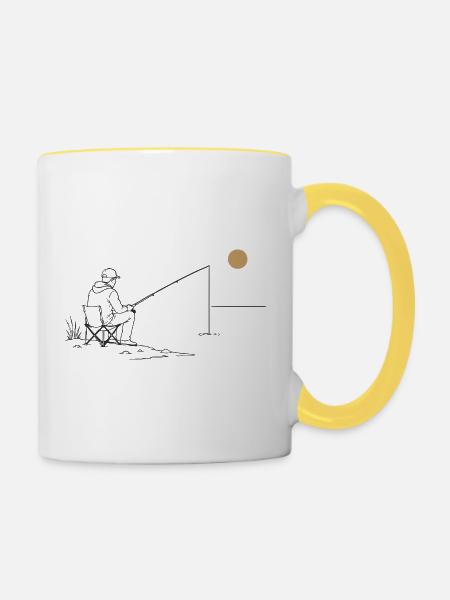 Angeln am See - Tasse zweifarbig - Weiß/Gelb