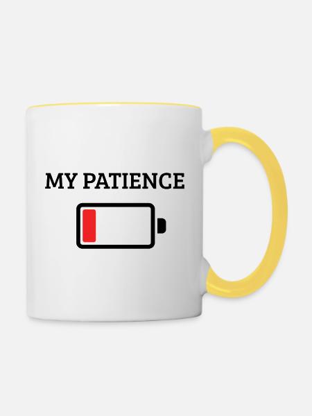Meine Geduld ist leer - Tasse zweifarbig - Weiß/Gelb