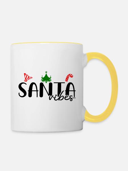 Weihnachtsbaum Zuckerstange Advent - Tasse zweifarbig - Weiß/Gelb
