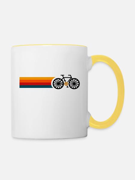 Retro-Sonnenuntergangs-Bunte Schleifen - Tasse zweifarbig - Weiß/Gelb
