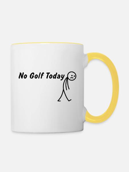 Heute kein Golf – Lustiges Golfgeschenk - Tasse zweifarbig - Weiß/Gelb