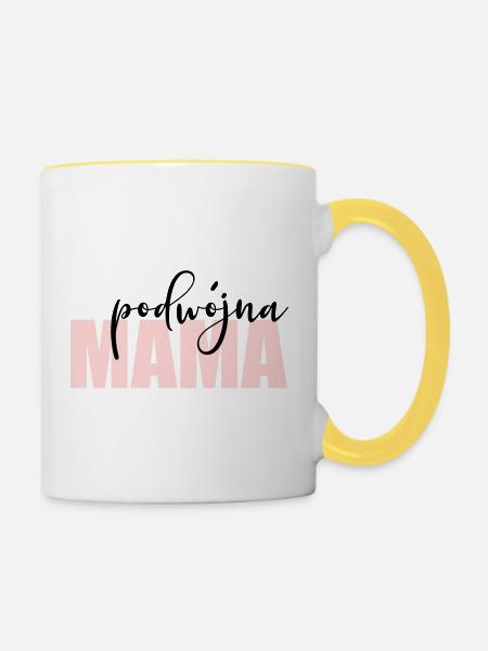 Polnische Mutter von zwei Kindern - Tasse zweifarbig - Weiß/Gelb