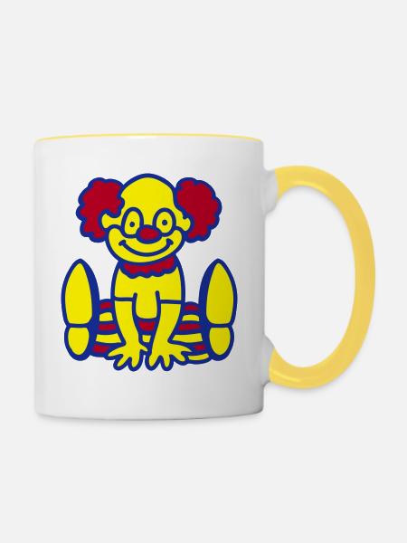 Fröhlicher Clown - Tasse zweifarbig - Weiß/Gelb
