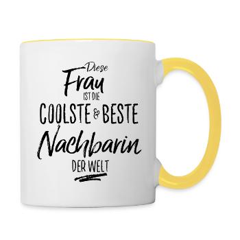 nachbarin - die Beste (s) - Tasse zweifarbig - Weiß/Gelb - Rechts