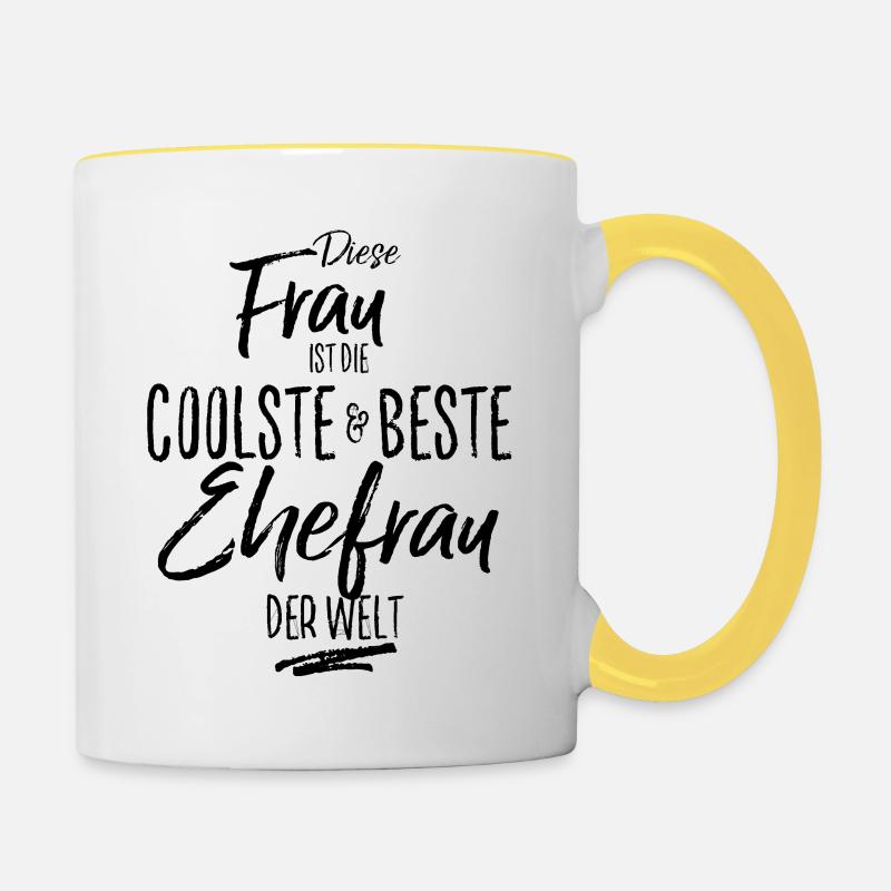 ehefrau - die Beste (s) - Tasse zweifarbig - Weiß/Gelb