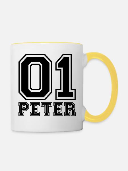 Peter - Name - Tasse zweifarbig - Weiß/Gelb