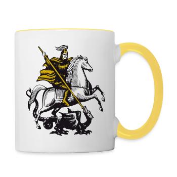 Knight & Dragon Dragon Slayer Horse & Rider - Contrasting Mug - white/yellow - Right