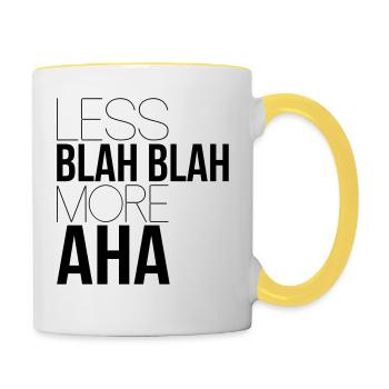 weniger bla bla - Tasse zweifarbig - Weiß/Gelb - Rechts