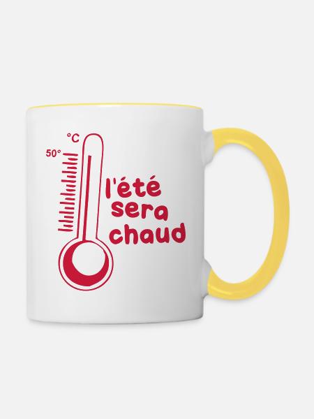 Sommer wird heiß brenn sein - Tasse zweifarbig - Weiß/Gelb