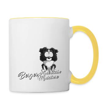Je Suis Berger Américain Miniature - noir blancFR - Mug contrasté - blanc/jaune - Droite