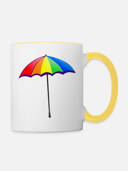 Sonnenschirm - Tasse zweifarbig - Weiß/Gelb