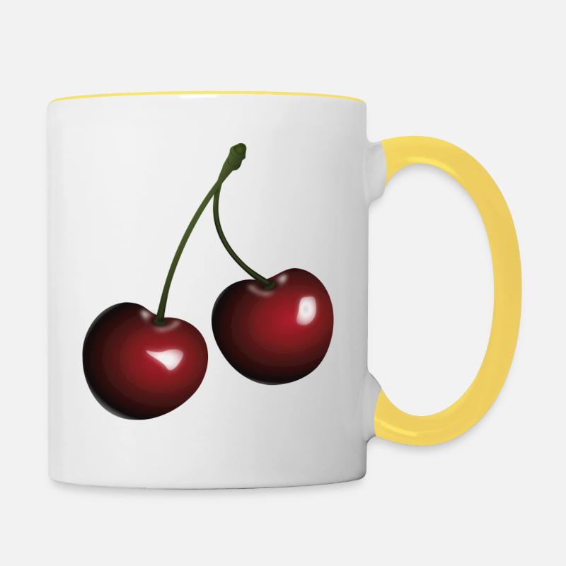 cherries - Contrasting Mug - white/yellow