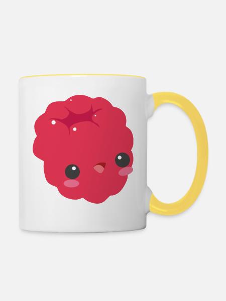 süße Himbeere - Tasse zweifarbig - Weiß/Gelb
