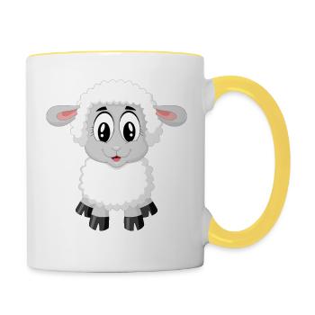 moutons doux! - Mug contrasté - blanc/jaune - Droite