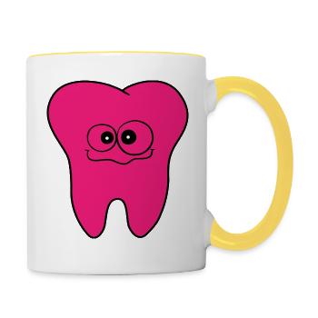 Pratique dentaire dent Logo - Mug contrasté - blanc/jaune - Droite