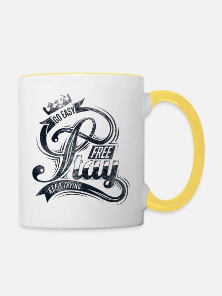 Bleib frei - Tasse zweifarbig - Weiß/Gelb