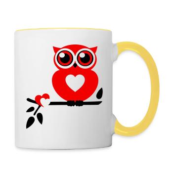 Owl Love - Contrasting Mug - white/yellow - Right