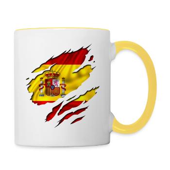 drapeau espagne españa - Mug contrasté - blanc/jaune - Droite